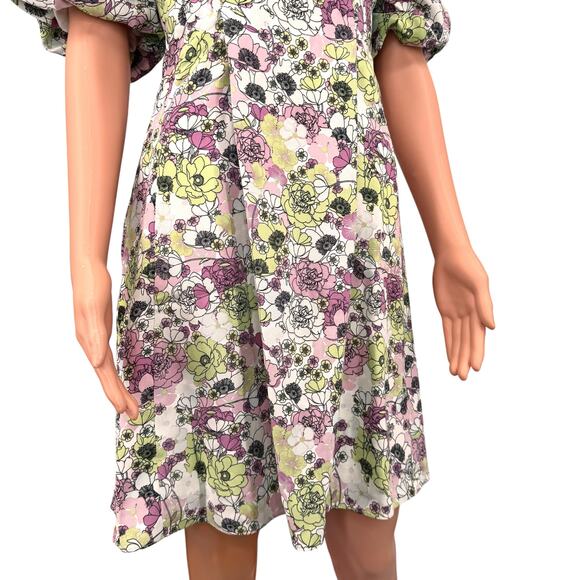 NWT BCBGeneration Floral Square Neck Puff Sleeve Dress 6 Wedding Guest - Picture 6 of 14